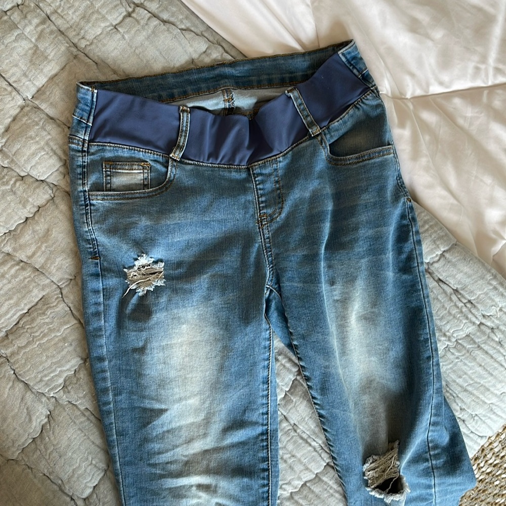 Amazon under belly maternity jeans distressed